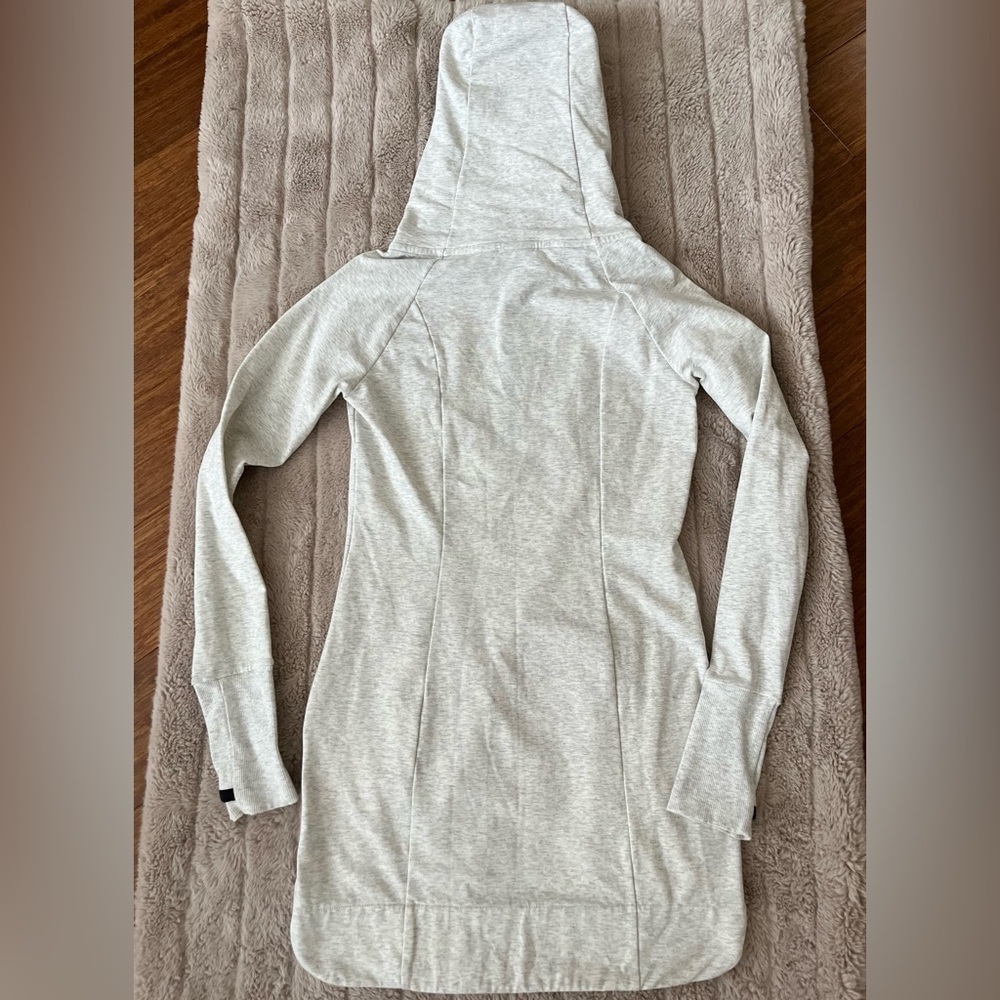 Athleta Dress Athleisure Heather Gray Black Zipper Trim Hooded Mini SZ XS Active - Picture 5 of 9